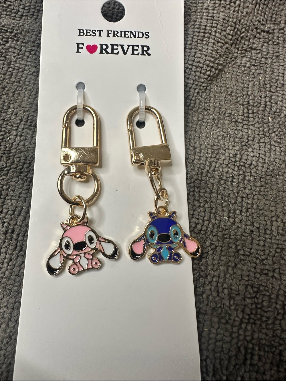 Best Friends Forever Pink & Blue Character Keyring Duo